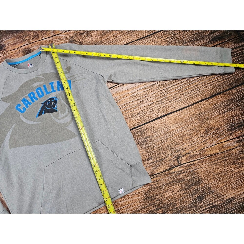 Majestic Carolina Panthers Sweatshirt Men L Crew Neck NFL Long Slv Pocket Gray - Picture 6 of 9